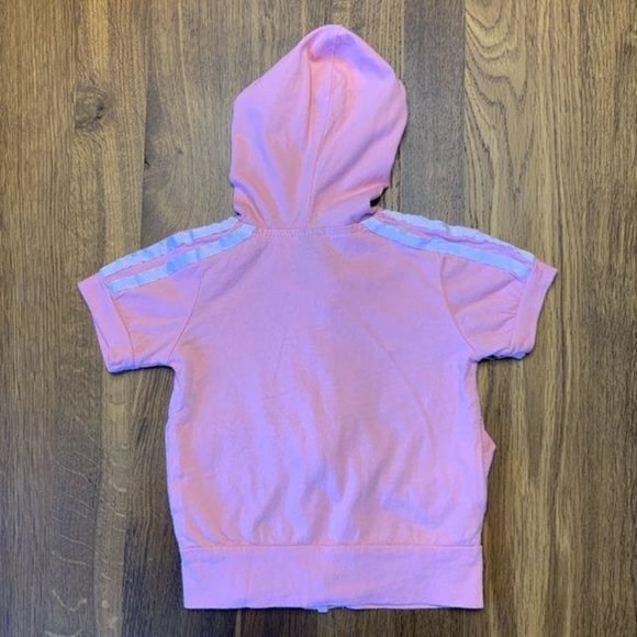 ADIDAS Girls Short Sleeved Jacket Top 18 Months Pink Hoody Toddler Girl 12-18 - Picture 2 of 5
